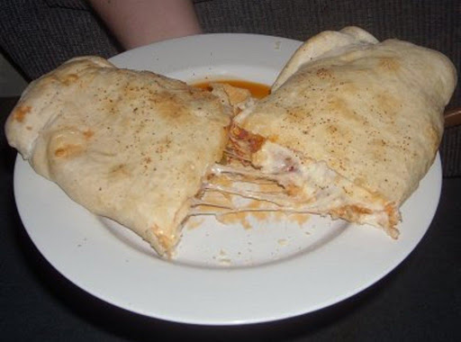 Calzone cut open