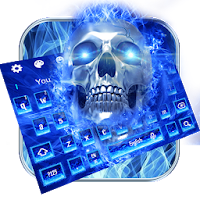 Blue Flaming Skull Keyboard Theme