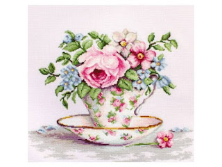 Белый набор для вышивания Цветы в чайной чашке Luca-S за 1 837 руб.