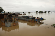 Houses are seen submerged in flood waters in Lokoja, Nigeria on October 13, 2022. 