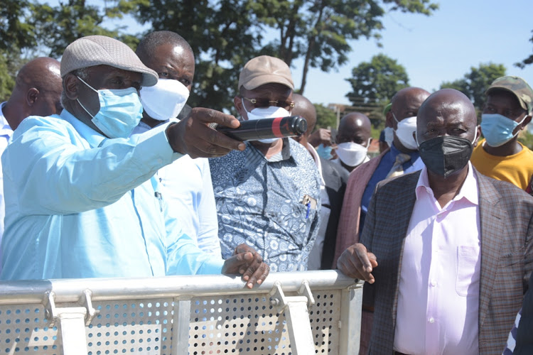 Members of the team organising Raila Odinga's Thika visit at Thika stadium.