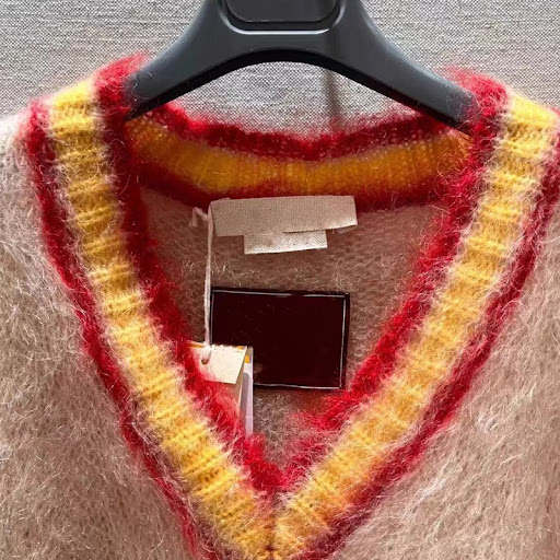 Title 8, Knitwear V-neck Long Pullover Flocking Mohair A...