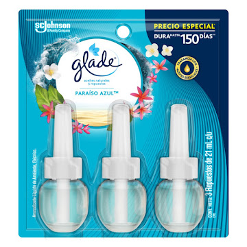 Aromatizante Líquido Glade Aceite Paraiso Azul x 3 und  