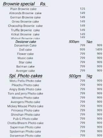 Cake Point 24X7 menu 