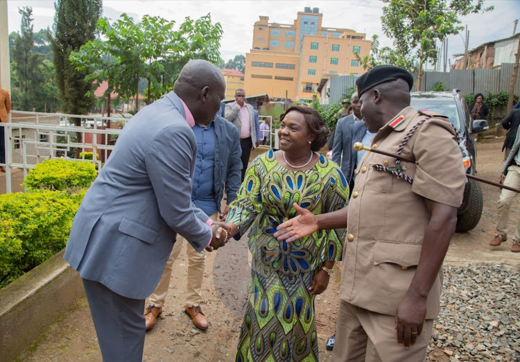 Bishop Dorca Gachagua arriving at Getembe Church of God on January 23, 2024