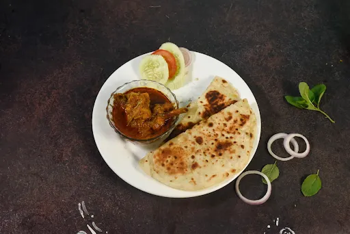 4 Paratha With Chicken Kosha [2 Pieces] With Salad