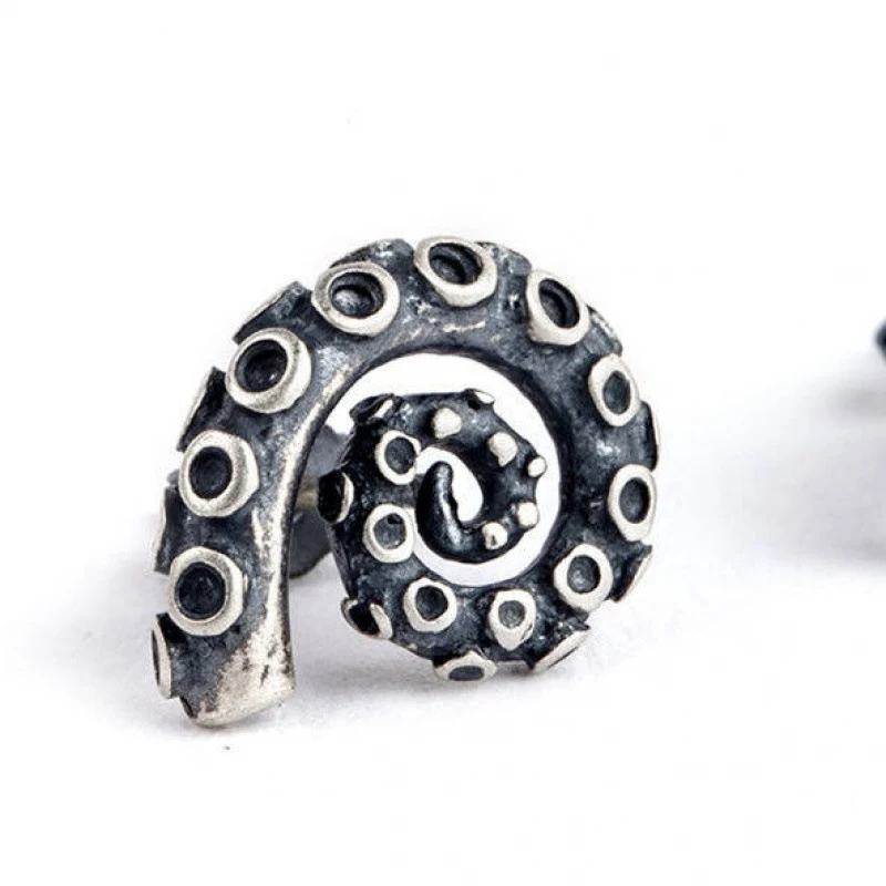Vintage zilveren Octopus Claw Tentakel oorstekers voor dames en heren. Gram-stijl oorbellen. Unieke oorbellen voor een opvallende look.