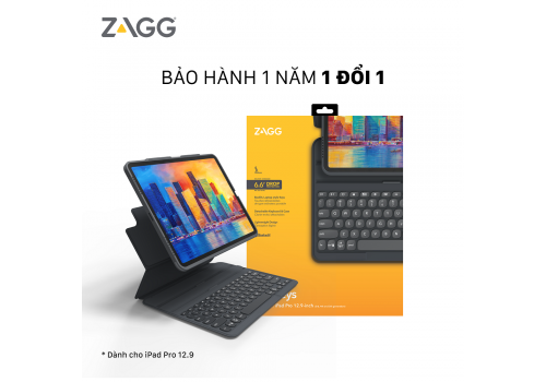 Ốp lưng kèm bàn phím ZAGG Pro Keys - iPad 12.9 - Black/Gray - UK - 103407963