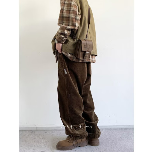 Title 14, Retro Corduroy Casual Wide Leg Neutral Loose Co...
