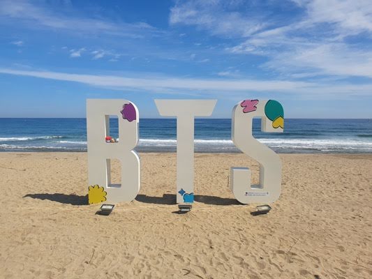 BTS beach sculpture