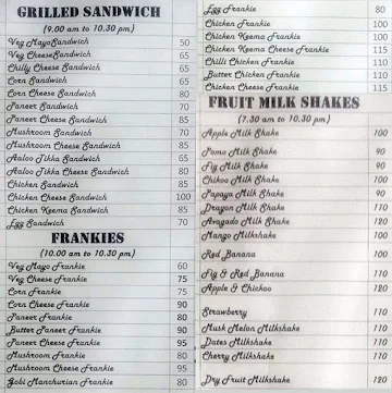 Delight Juices and Snacks menu 