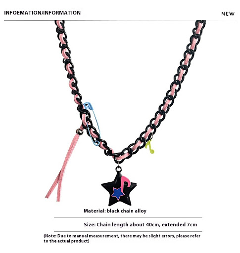 Title 2, Braid Rope Notes Stitching Black XINGX Necklace...