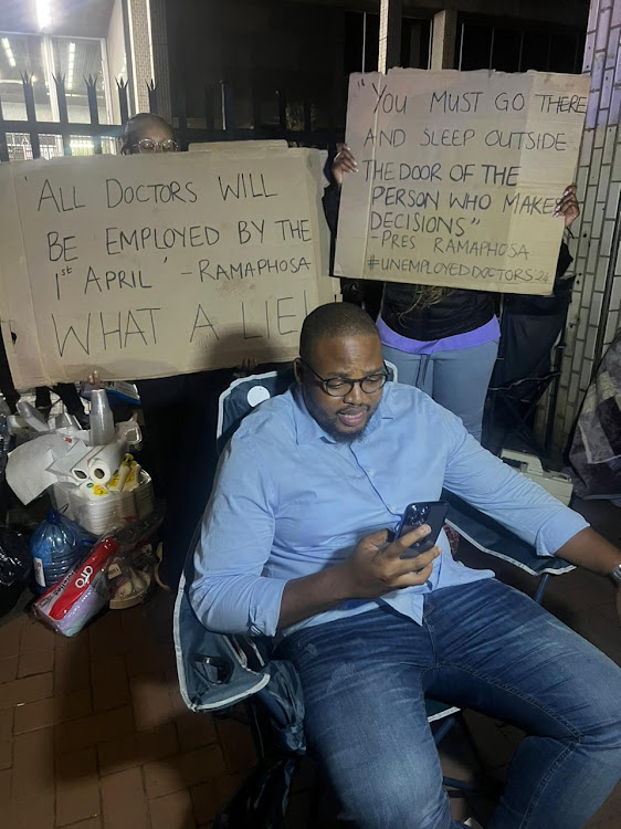 One of the doctors who took part in a vigil outside the KwaZulu-Natal health department headquarters in Pietermaritzburg