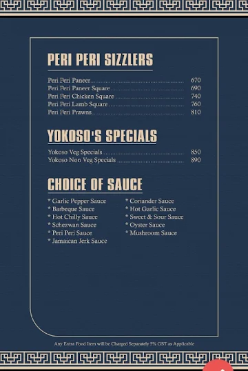 YKS Sizzlers Multi Cuisine Bar menu 