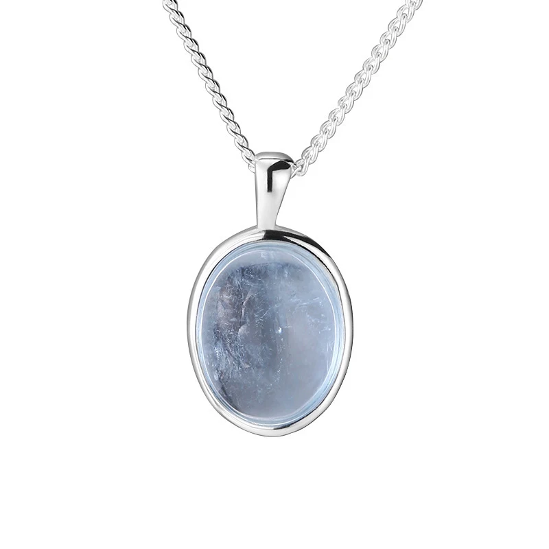 Collier et bracelet argentés aquamarine, série de pierres naturelles incrustées, ensemble féminin, accessoire polyvalent.