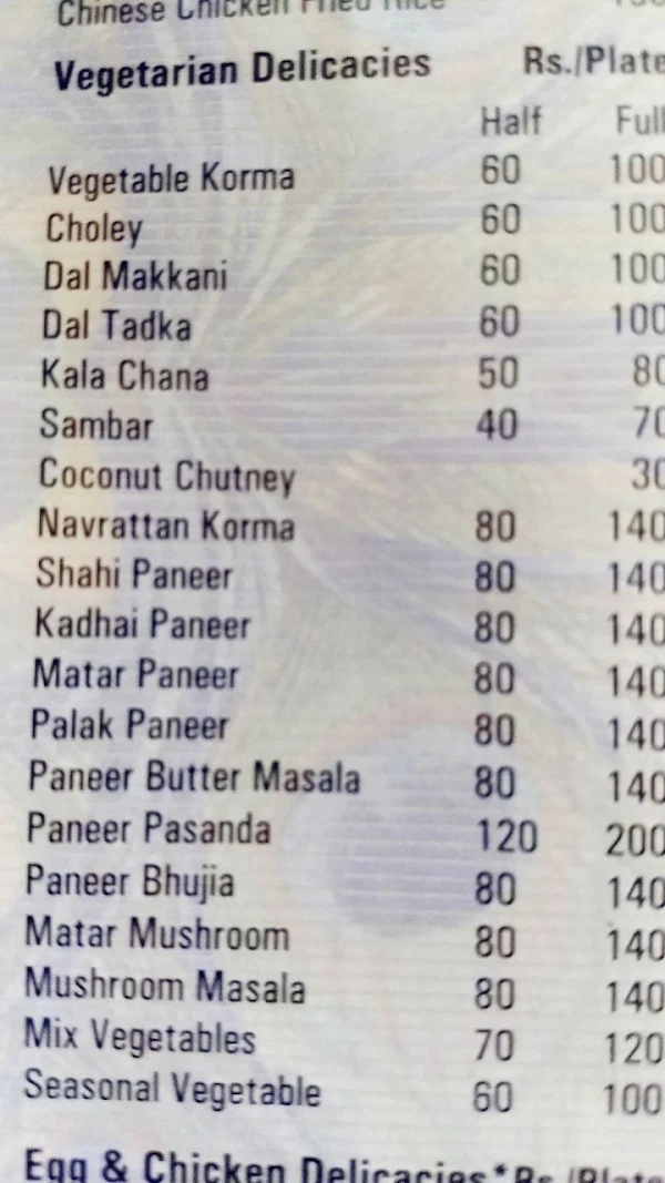 Mayur Restaurant menu 