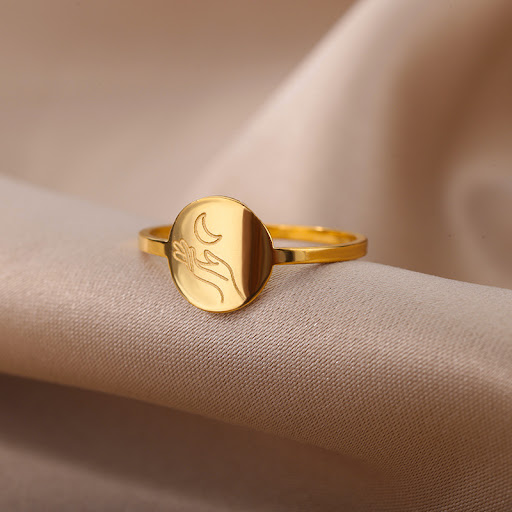 Title 17, Classic Minimalist Element Sun Moon Ring Orname...