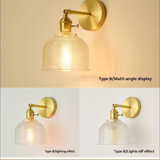 Title 7, Brass Bedside Wall Lamp Nordic Minimalist Moder...