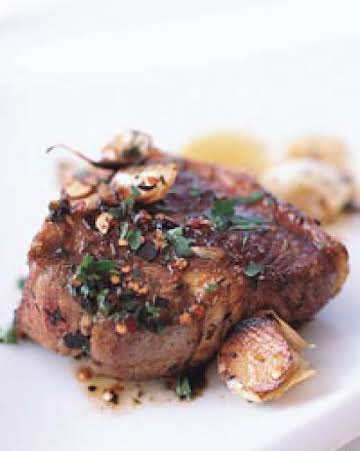 Lamb Chops Sizzled with Garlic