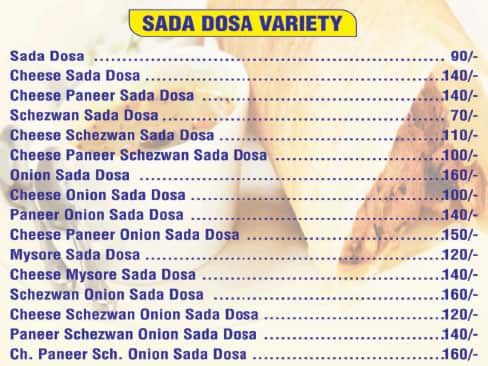 Sai Fast Food Dosa Corner menu 