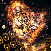 Cool Flame Leopard Cat Keyboard  Icon