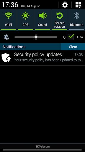 Screenshot Samsung Security Policy Update