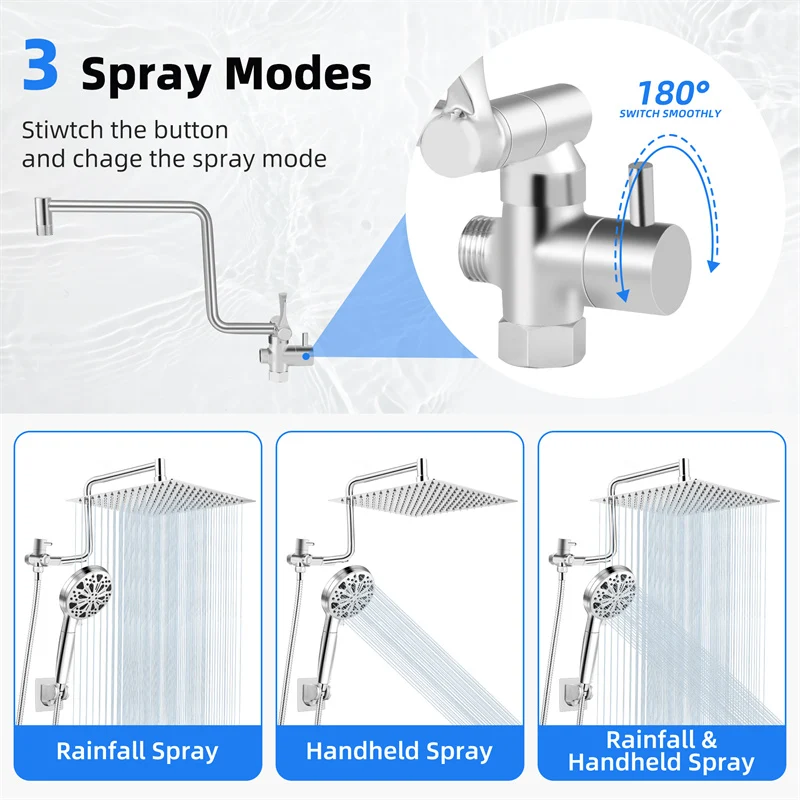 Title 2, Ensemble de douche complet en acier inoxydable,...