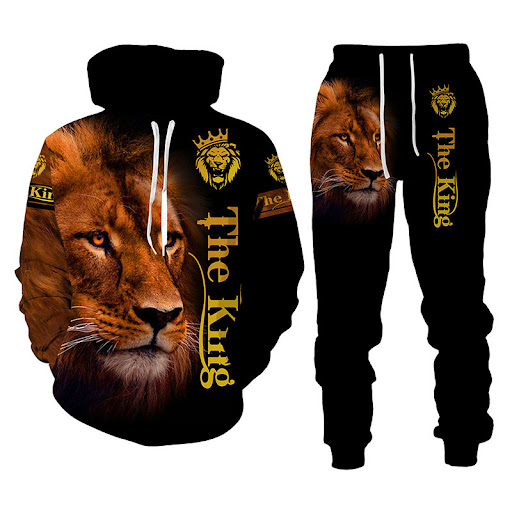 Title 3, Large Size Mens 3D Printing Lion Tiger T-Shirt...