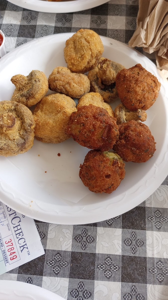 Hush puppies and fried mushrooms