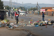 Roads in Atteridgeville were closed with rubble and rocks, making it difficult for vehicles to drive through as the national shutdown called by the EFF unfolds.  