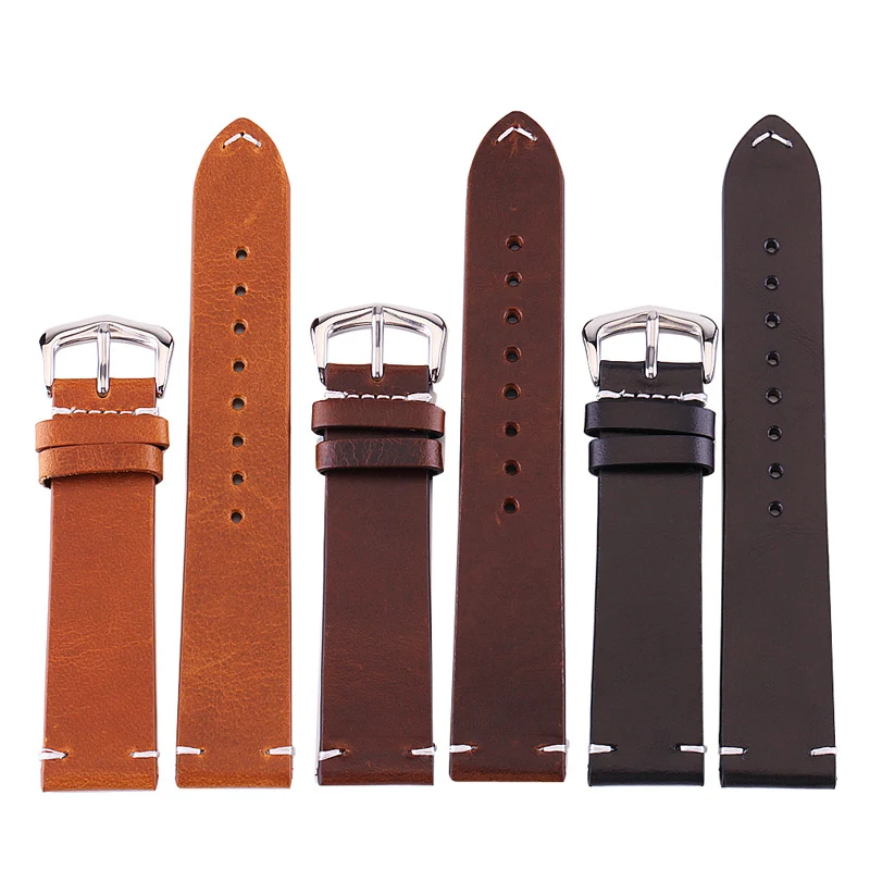 Oil wax leather watch strap. Durable and stylish design, perfect for everyday wear. Experience the comfort and elegance 