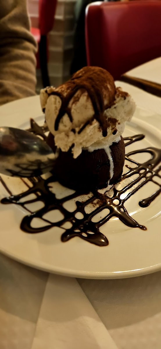 Chocolate cake and ice cream desert