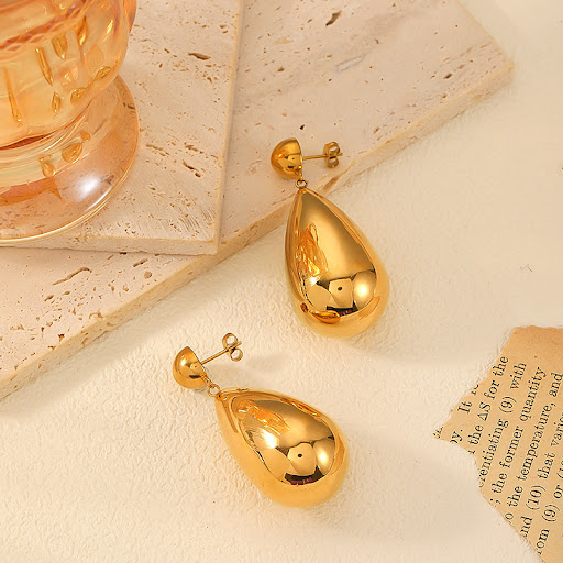 Title 3, 18K Gold Stainless Steel Dropper Earrings. Ever...