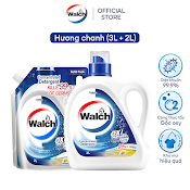 Nước Giặt Walch Đậm Đặc Siêu Tiết Kiệm, Kháng Khuẩn, Khử Mùi, Tiêu Diệt Mạt Bụi 99%, Thích Hợp Cửa Trên Và Cửa Trước(Túi 2L+Chai 3L)