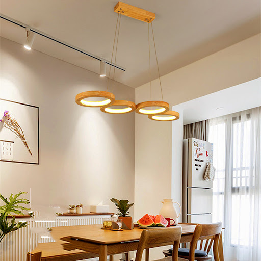 Title 4, Simplicity Solid Wood Dining Pendant Circle, el...