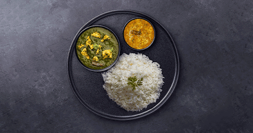 Saag Wala Chicken - Rice Thali