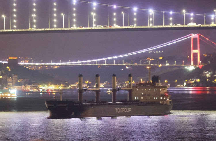 A Turkish-flagged vessel carrying grain under the UN’s Black Sea grain initiative transits the Bosphorus in Istanbul, Turkey, July 18 2023. Picture: YORUK ISIK/REUTERS