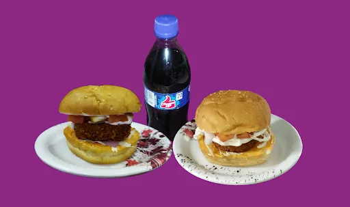 1 Veg Burger With 1 Paneer Burger And 1 Thums Up [250 Ml]