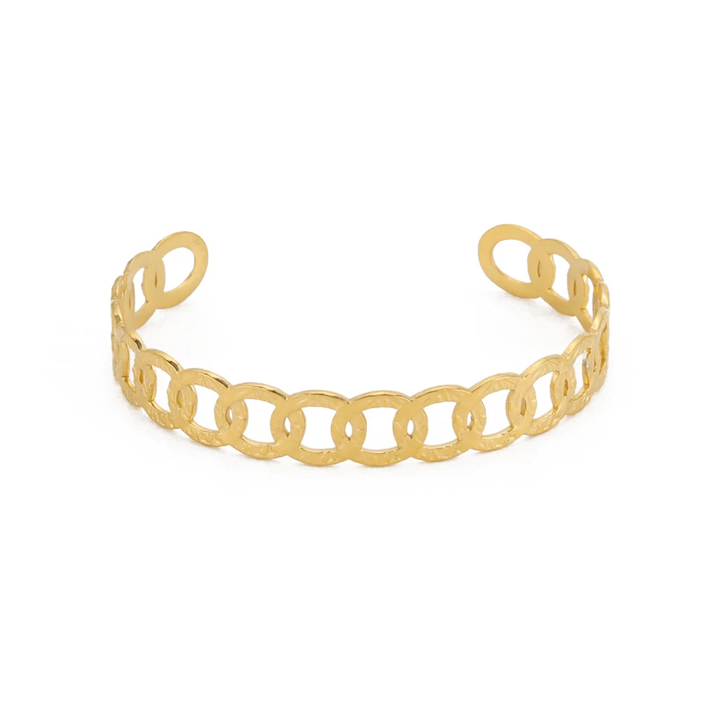 Title 6, Einfaches C-förmiges Edelstahl-Metallarmband St...