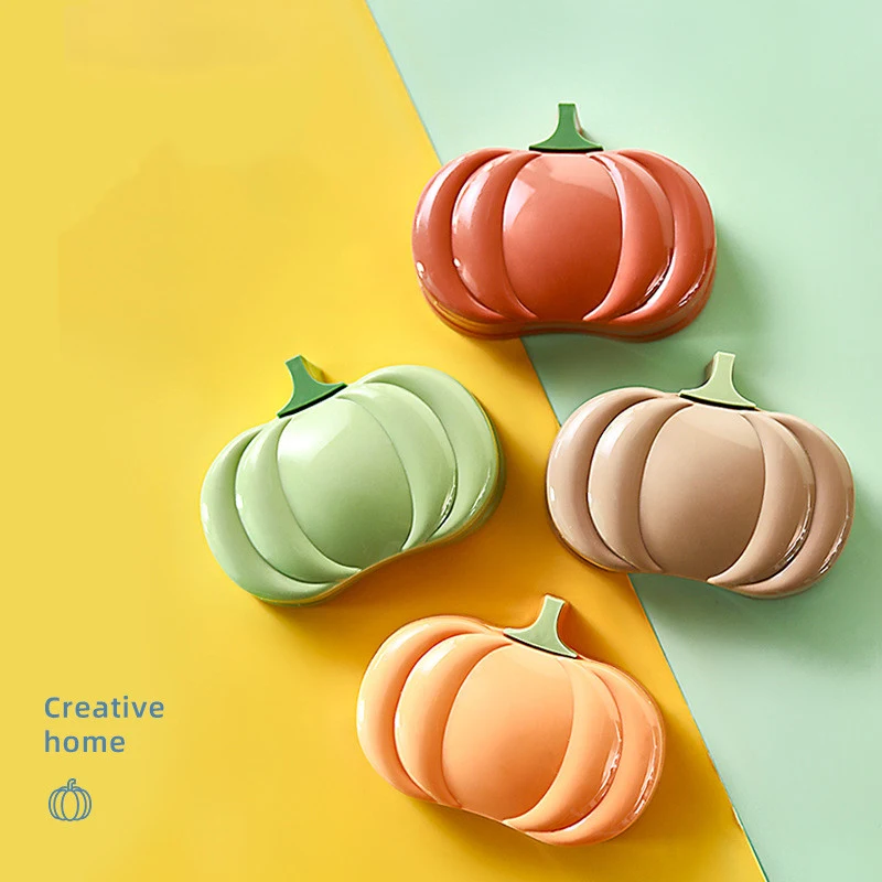 Jaboneras de Calabaza Portátiles para Baño con Tapa Diseño de Dibujos Animados Mantén el Jabón Seco y Limpio