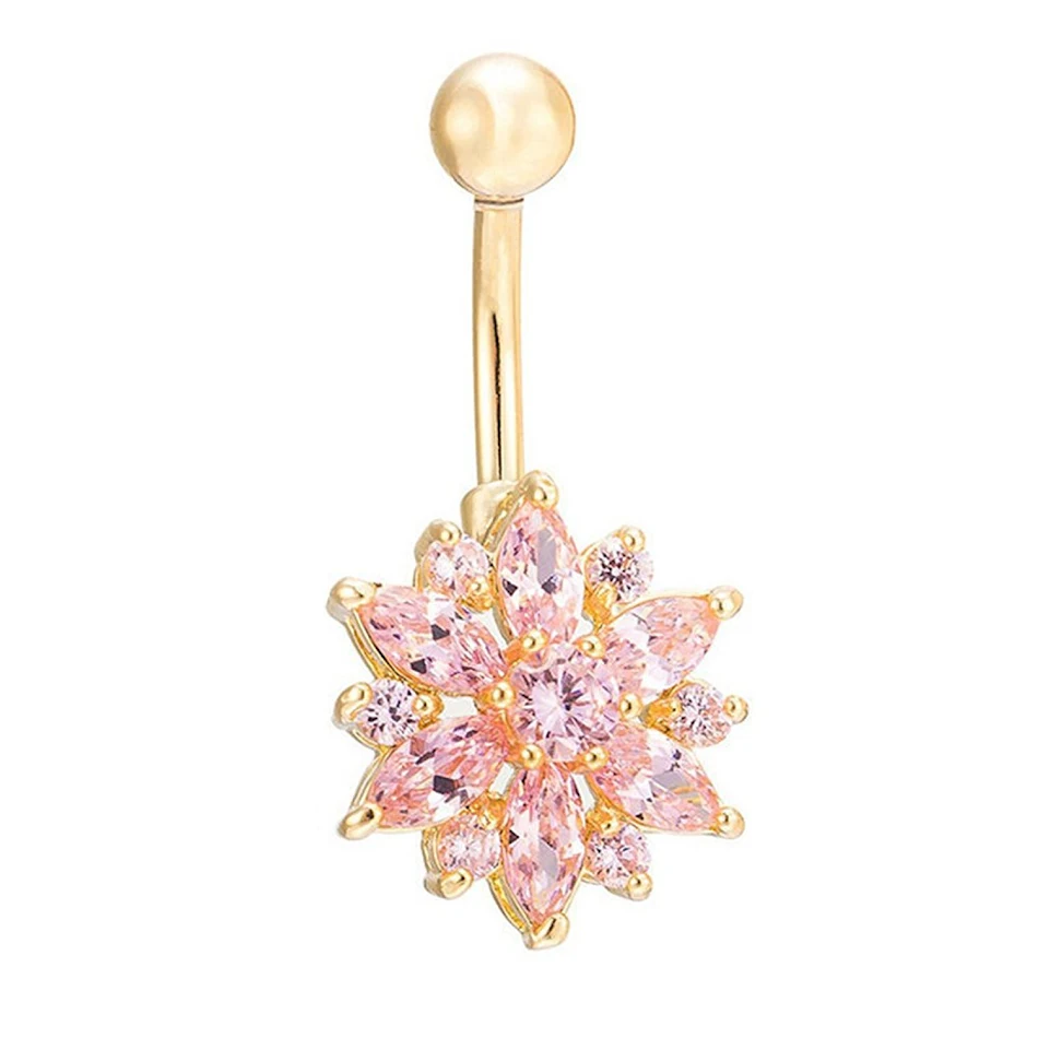 Anneau de nombril en acier inoxydable et zircon, hypoallergénique, idéal pour un piercing. Durable et élégant pour votre nombril.