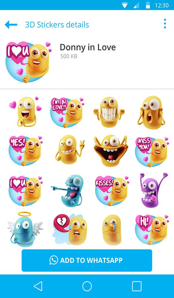 Скриншот 3D Romantic Stickers for whatsapp: WAStickerApps