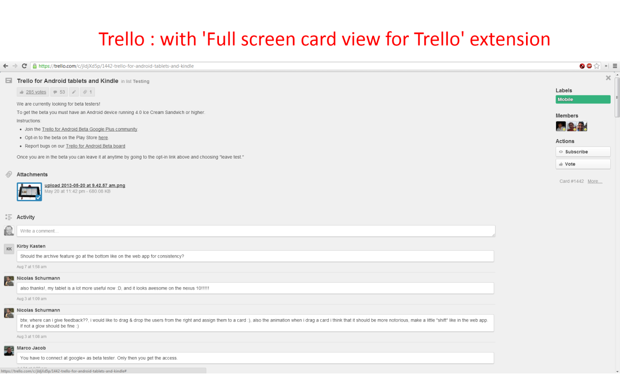 Full screen card view for Trello Preview image 1