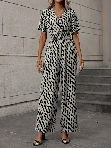 Title 4, Womens fashionable printed loose trousers suit...