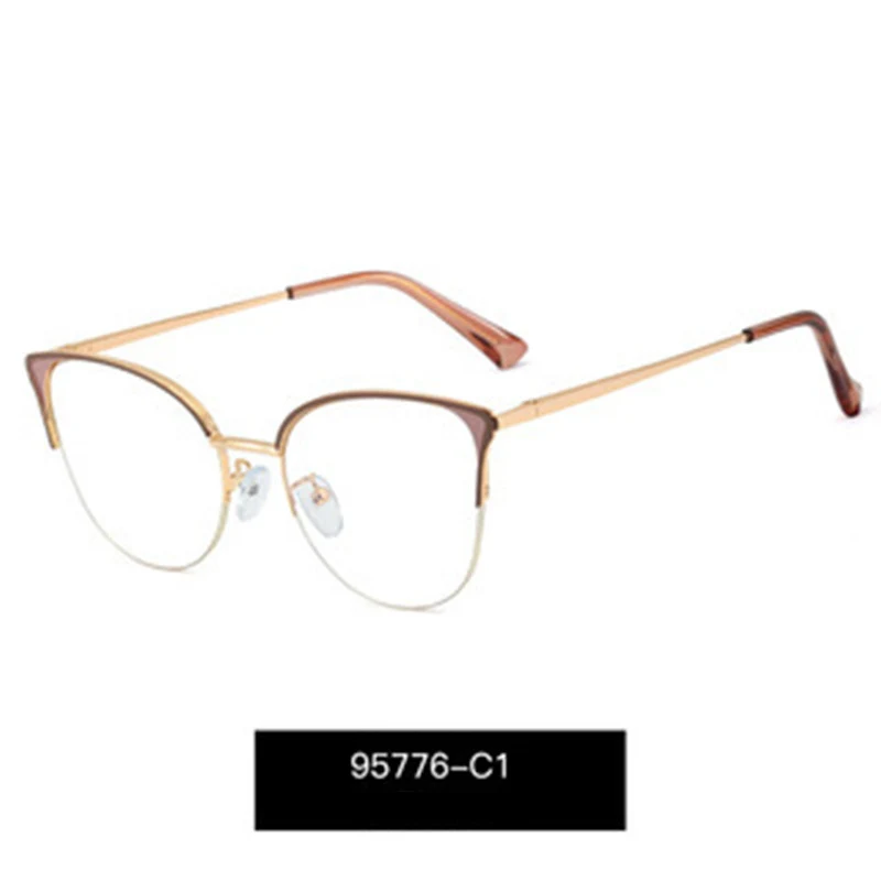 Damesmode half frame blauw licht blokkerende bril
