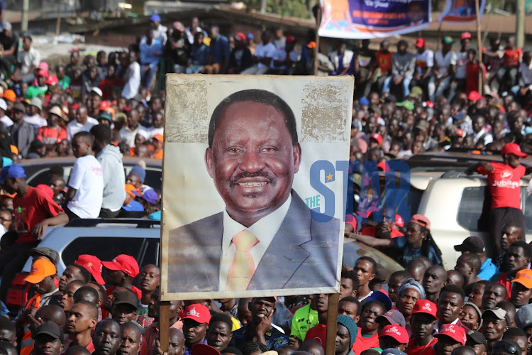Huge crowds at Kamukunji Grounds Nairobi during the Azimio la Umoja coalition rally on May 15, 2022.