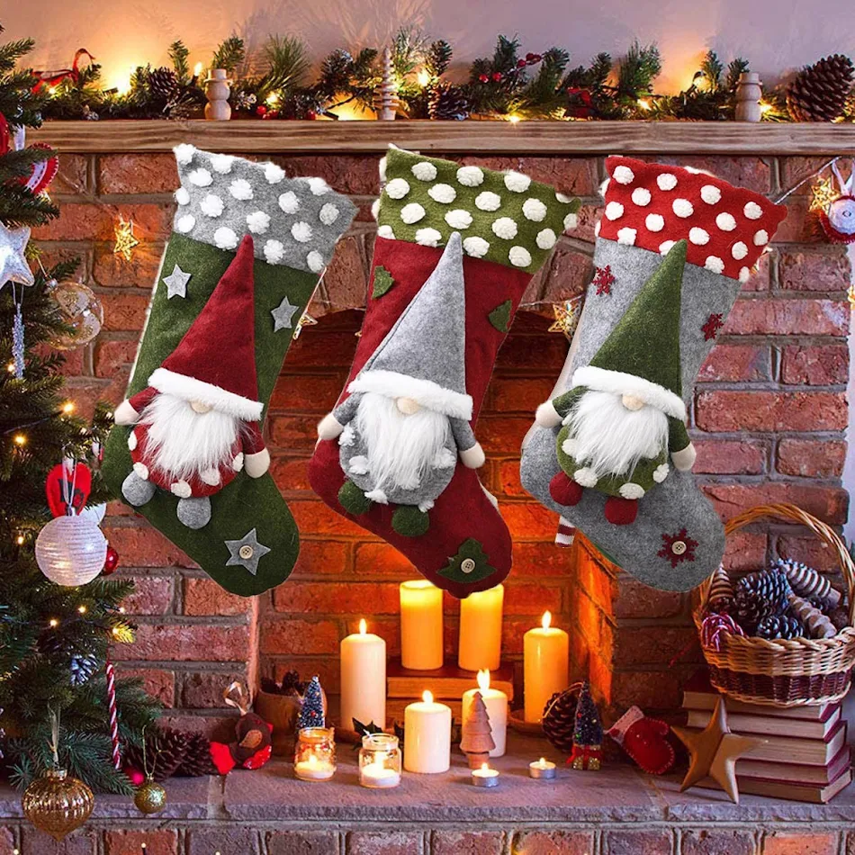 Kerstdecoratie Lamswollen driedimensionale kerstsokken Zachte en gezellige feestelijke versiering voor thuis