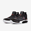 air jordan 34 low pf black / white / red orbit / metallic silver