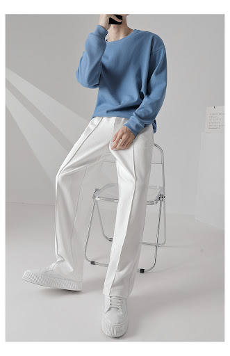 Title 12, Mens young style loose straight trousers, casu...