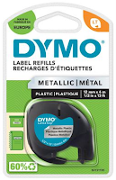 Tape DYMO LetraTag 12mm metal sort/slv 91228 (Org.nr.S0721730)